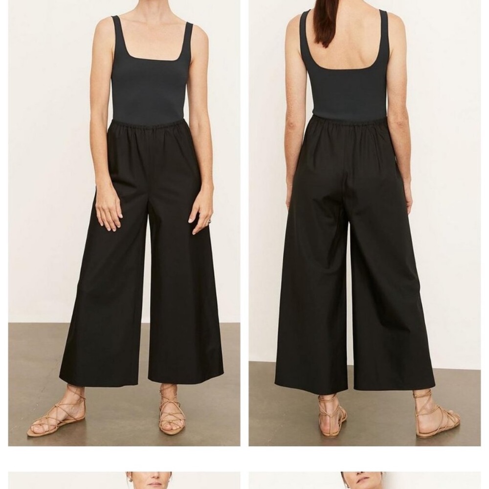 NWT Vince Poplin Bias Culottes Black